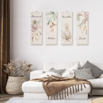 Palm Leaves Wooden Wall Art Flowers, 4pcs - Image 4