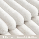 White Fuzzy Striped Soft Pillowcase, 18x18 - Image 8