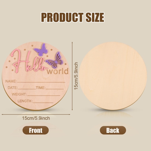 Wooden Butterfly Hello World Newborn Baby Welcome Sign - Image 7