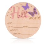Wooden Butterfly Hello World Newborn Baby Welcome Sign