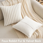 White Fuzzy Striped Soft Pillowcase, 18x18 - Image 5
