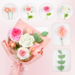 Handmade Crochet Flower Bouquet Pink Rose - Image 4
