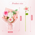 Handmade Crochet Flower Bouquet Pink Rose - Image 3