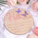 Wooden Butterfly Hello World Newborn Baby Welcome Sign - Image 6