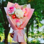 Handmade Crochet Flower Bouquet Pink Rose - Image 6