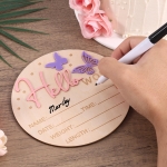 Wooden Butterfly Hello World Newborn Baby Welcome Sign - Image 5